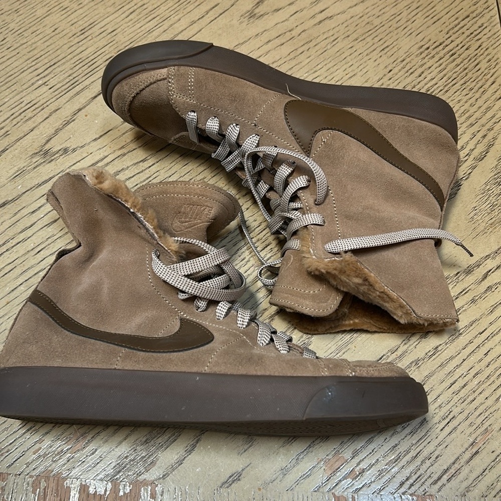 Nike Women's Suede Tan Blazer High Top Sneaker